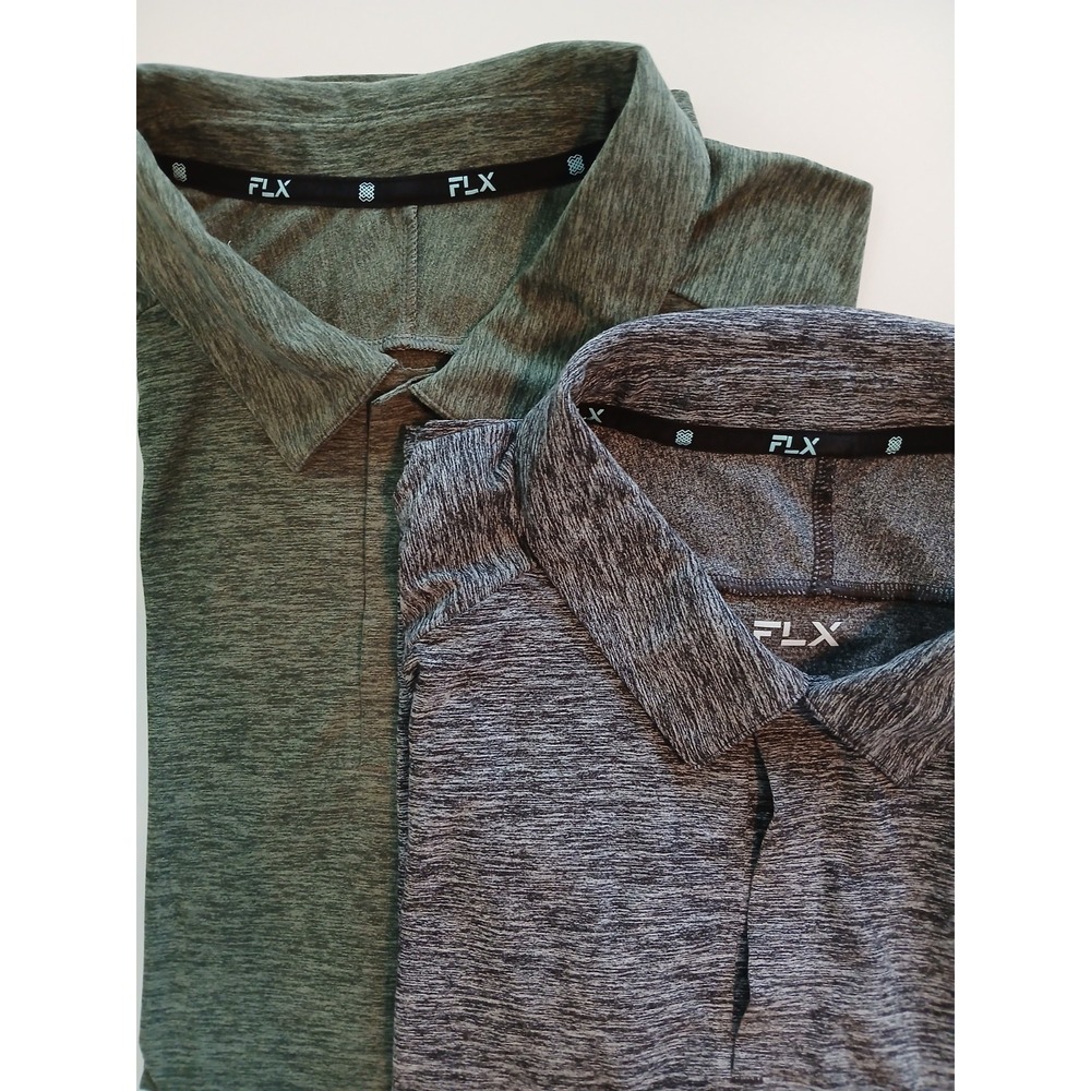 FLX Polo Urban Commuter 2 Shirt Bundle 1 Black 1 Green Men's Size XL